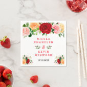 Romantische rote und orange Rosen Serviette (Beispiel)