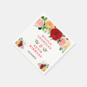 Romantische rote und orange Rosen Serviette (Ecke)