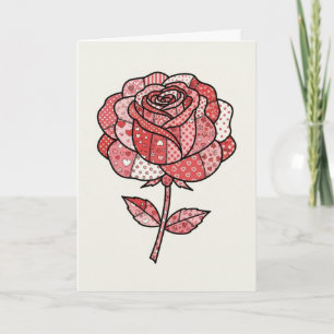 Romantische rote und rosa Patchwork-Rosen-Illustra Karte