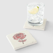 Romantische rote und rosa Patchwork-Rosen-Illustra Steinuntersetzer (Seitenansicht)