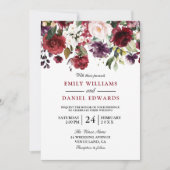 Romantische Rote Wasserfarbe Botanische Hochzeit Einladung (Vorderseite)