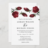 Romantische Rote Wasserfarben Blume White Wedding Einladung (Vorne/Hinten)