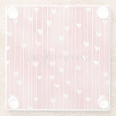 Romantische rote weiße Streifen Herzen Liebe Glasuntersetzer (Rückseite)