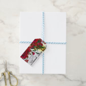 Romantische Rotwasserfarben-Rose & Laternenhochzei Geschenkanhänger (Mit Garn)