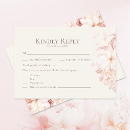 Romantische RSVP-Karte für Beige und Rosen Dankeskarte