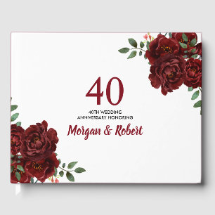 Romantische Ruby Rote Rose 40. Hochzeitstag Gästebuch
