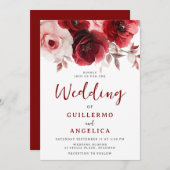 Romantische Ruby Rote Rose Luxe Radiance Wedding Einladung (Vorne/Hinten)