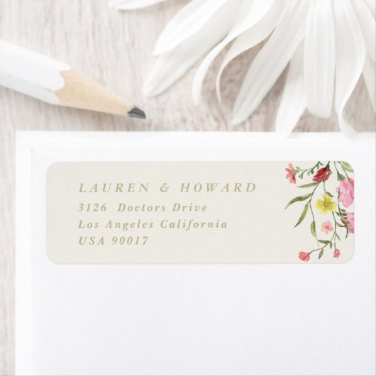 romantische Rücksendeadresse mit Blumen (Insitu)