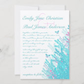 Romantische Rustikale Aqau Rosa Wildblume Biene Einladung (Vorderseite)