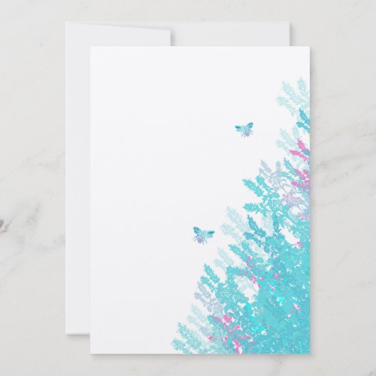 Romantische Rustikale Aqau Rosa Wildblume Biene Einladung (Rückseite)