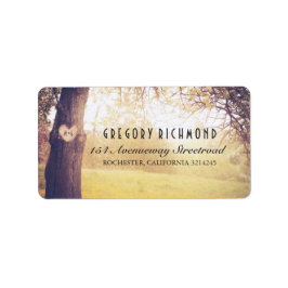 Romantische Rustikale Bäume und Herz-Hochzeit Adressaufkleber