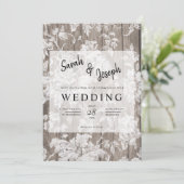Romantische rustikale Blume Hochzeit Einladung (Stehend Vorderseite)