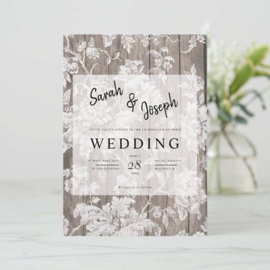 Romantische rustikale Blume Hochzeit Einladung (Stehend Vorderseite)