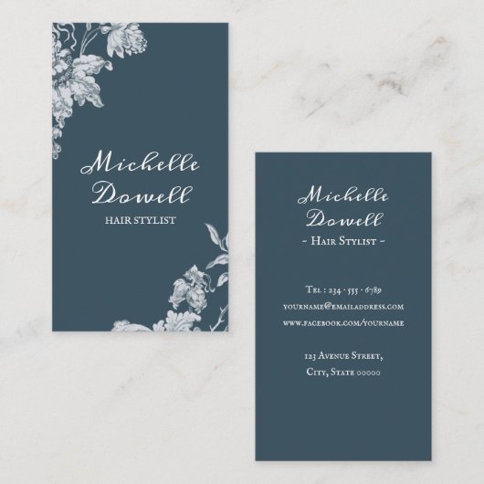 Romantische rustikale Blumenkarte Visitenkarte (Vorne/Hinten)