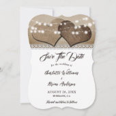 Romantische Rustikale Burlap Heart Lace Wedding Save The Date (Vorderseite)