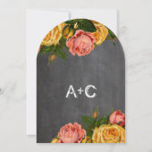 Romantische Rustikale Chalkboard Heirloom-Rose Einladung (Rückseite)