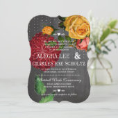 Romantische Rustikale Chalkboard Heirloom-Rose Einladung (Stehend Vorderseite)