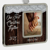 Romantische Rustikale Chic Lace und Holz Rahmen-Ornament Silber (Rechts)