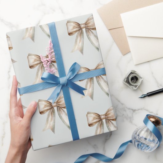 Romantische Rustikale Grüne Goldbow-Hochzeit Geschenkpapier (Schenken)