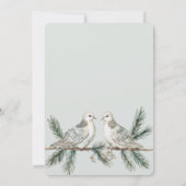 Romantische Rustikale, grüne, weiße Goldvögel Hoch Einladung (Rückseite)