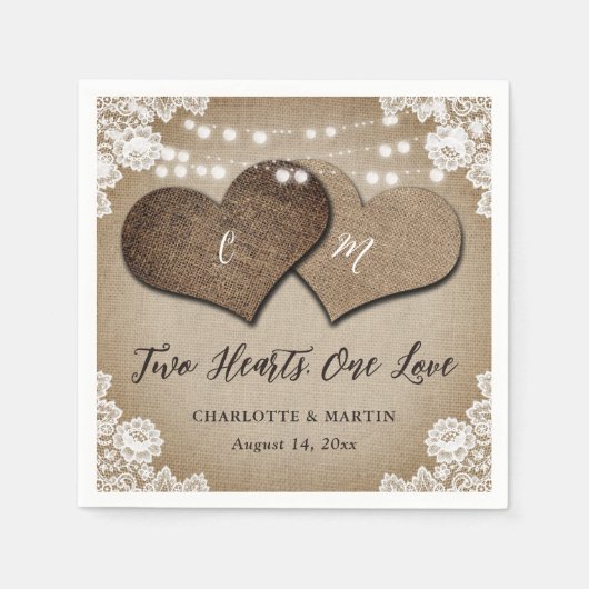 Romantische Rustikale Hochzeit in Burlap und Lace Serviette (Vorderseite)
