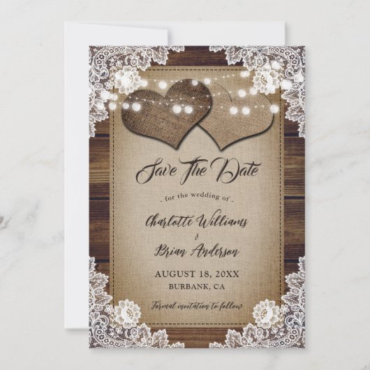 Romantische Rustikale Hochzeit mit Laubholz Save The Date (Vorderseite)