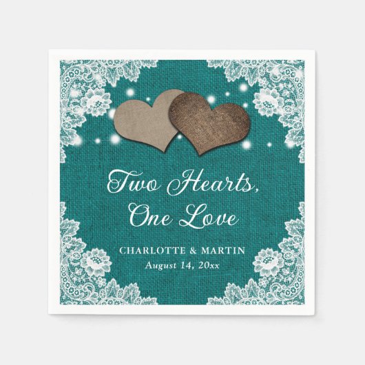 Romantische Rustikale Hochzeit und Aquamarine Hoch Serviette (Vorderseite)