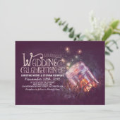 Romantische rustikale Maurerjar & Fireflies Hochze Einladung (Stehend Vorderseite)