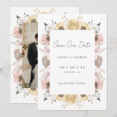 Romantische Rustikale, neutrale Foto Hochzeit Gere Save The Date (Vorne/Hinten)