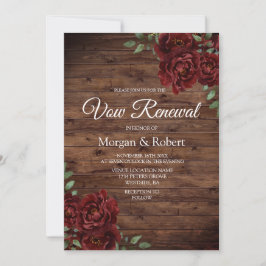 Romantische Rustikale Rote Rose Vow Renewal Einlad Einladung