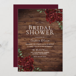 Romantische rustikale Rote Rosen Brautparty Einladung