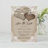 Romantische Rustikale Shabby Chic Hochzeit Save The Date (Stehend Vorderseite)