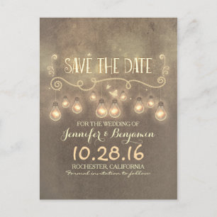 Romantische rustikale Vintage Save the Date Postka Ankündigungspostkarte
