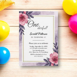 Romantische Rustikale Wasserfarbenflora 1. Geburts Einladung