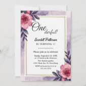 Romantische Rustikale Wasserfarbenflora 1. Geburts Einladung (Vorderseite)