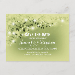 Romantische Saitenleuchten Save the Date Postkarte