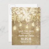 Romantische Saitenlichter, die Gläser Save the Dat Ankündigungspostkarte (Vorne/Hinten)