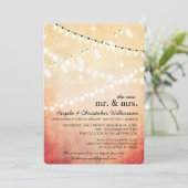 Romantische Saitenlichter nach Hochzeitsempfang Einladung (Stehend Vorderseite)