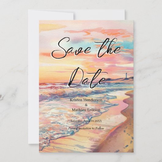 Romantische Sandstrandhochzeit Save The Date (Vorderseite)