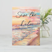 Romantische Sandstrandhochzeit Save The Date (Stehend Vorderseite)