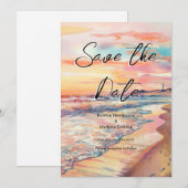Romantische Sandstrandhochzeit Save The Date (Vorne/Hinten)