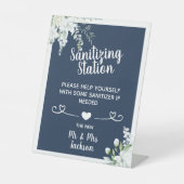 Romantische sanfte Blume Hochzeit covid sanitizing Sockelschild (Vorderseite)