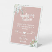 Romantische sanfte Blume Hochzeit covid sanitizing Sockelschild (Vorderseite)