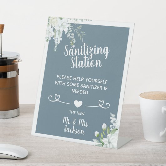 Romantische sanfte Blume Hochzeit covid sanitizing Sockelschild (In SItu)