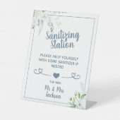 Romantische sanfte Blume Hochzeit covid sanitizing Sockelschild (Vorderseite)