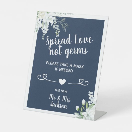 Romantische sanfte Blume Hochzeitscreme Sockelschild (Vorderseite)