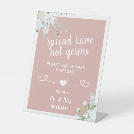 Romantische sanfte Blume Hochzeitscreme Sockelschild (Vorderseite)