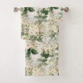 Romantische sanfte weiße Blume und grüne Blätter Badhandtuch Set (Insitu)