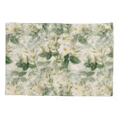 Romantische sanfte weiße Blume und grüne Blätter Kissenbezug (Rückseite-Links)