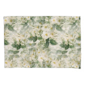 Romantische sanfte weiße Blume und grüne Blätter Kissenbezug (Vorderseite-Links)